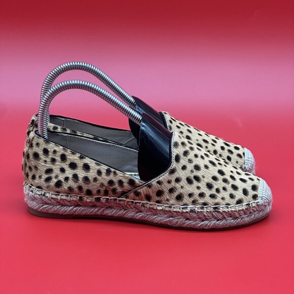 Sam Edelman Kesia Animal Print Real Fur Espadrille Loafers Flats Size 5.5M NWOB - Picture 2 of 13